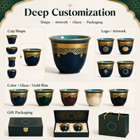 Tasse à café en céramique turque islamique traditionnelle, motif marocain élégant, fabrication OEM ODM, marque d'usine, soucoupe de l'Aïd pour hôtel, souvenir