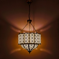 Lanterne suspendue vintage en fer forgé ajouré de style arabe, turc et marocain, pour décoration intérieure commerciale et résidentielle, avec éclairage LED