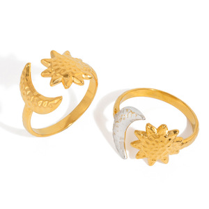 Sun And <b>Moon</b> Geometric Shape <b>Ring</b> Gold And Silver Tone Unisex Jewelry Gift Fashion <b>Ring</b> - Product Image 5