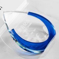 Trophée en cristal minimaliste écologique personnalisé de haute qualité, 20x15cm, forme goutte d'eau, logo gravé pour les cérémonies de remise des prix