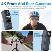 Cámara Portátil de Visión Nocturna Panorámica de Doble Lente UHD 4K/2K 260 ° Cámara de Acción de Bolsillo con WIFI para Vlogging y Batería de Gran Capacidad
