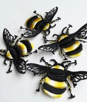 Patch brodé 3D stéréo Abeille, Applique insecte à ailes transparentes évidées pour veste, chapeau, sac à dos, vêtements décontractés de jardin