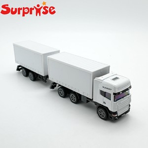 โลโก้สั่งทำได้ ขายส่ง <span class=keywords><strong>รถ</strong></span>บรรทุกโลหะแบบดึงกลับ ขนาด 21 ซม. สเกล 1:64 สไตล์ยุโรป ของเล่นรถขนส่งพร้อมรถพ่วงถอดได้ - Product Image 2
