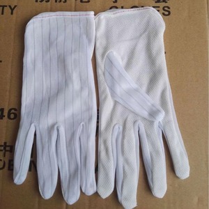 Guantes Antiestáticos Blancos Texturizados con Palma Completa de Fibra Conductora de Poliéster para Trabajo en Cuartos Limpios de Fábricas de Electrónica - Product Image 3