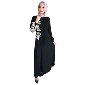 Vestido de pana cálido de otoño-invierno 2026 con cuello sólido, mangas acampanadas, corte en A, estilo paraguas, talla grande, ropa islámica para mujer - Product Image 6