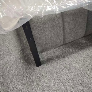 Cadre de lit capitonné gris en lin avec matelas inclus, ensemble de lit rembourré tout-en-un pour chambre à coucher - Product Image 3