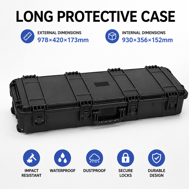 Factory OEM Long Hard Protective Case Waterproof Equipment Carry Case With Handle and Wheels
