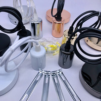 Support de lampe à vis E27, support d'ampoule, cordon de suspension, accessoire de lustre suspendu DIY, noir métallique cuivre/PBT résistant à la chaleur