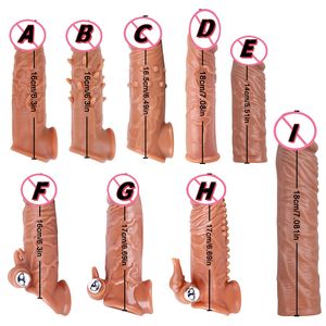 Cock Realistic Penis Sleeve Extender Wieder verwendbare Dildos Kondom Ejakulation Verzögerung Dick Vergrößerung Adult Goods Sexspielzeug für Männer - Product Image 1