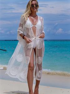 <span class=keywords><strong>Kimono</strong></span> pour femmes, dentelle transparente, kaftan en mousseline, couvre-vêtement de <span class=keywords><strong>plage</strong></span>, robe longue d'été - Product Image 6