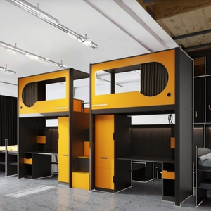 Juego de muebles para apartamento escolar de <span class=keywords><strong>albergue</strong></span> juvenil, cama de hierro, escritorio, armario, litera para habitaciones de alquiler, Material metálico para dormitorio, uso en Hotel - Product Image 6