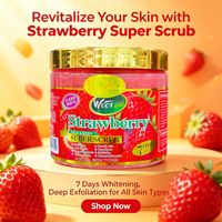 Gommage Nettoyant Éclaircissant et Hydratant à la Vitamine de Fraise, Exfoliant et Blanchissant, Meilleure Vente, 650g