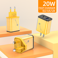 Adaptor suplai PD USB dua Port pengisian daya Cepat 20W Multi-Port tipe-c pengisian daya Cepat 5V3A untuk ponsel grosir EU UK US