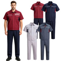 Ensemble d'uniformes professionnels unisexes en gros, été, manches courtes, respirant, pour bureau, service, ingénieur, tenue de travail personnalisable