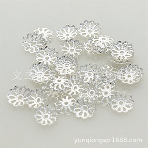 Cuentas de Plata en Forma de Flor de Ocho Pétalos de 7-9mm para Fabricación de Pulseras, Accesorios de Joyería, Chapado en Hierro, Origen Yiwu - Product Image 1