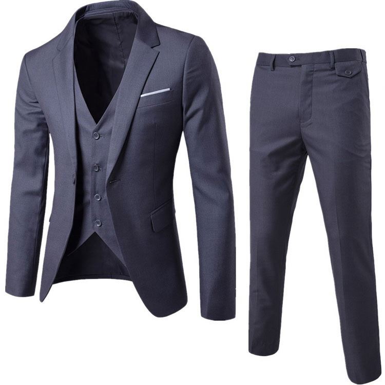 Men's Three-piece Slim-fit Suit Men's Professional Suit Wedding Dress Groomsmen Clothing Jacket Trousers Vest