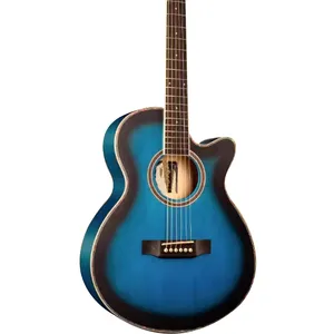 Sunset blue guitar acoustic electric WITH NICE FRAME ac instruments musical custom