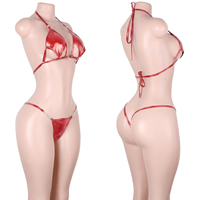 Ensemble de tenues de fête pour adultes, style club, en cuir verni brillant, avec string à lacets et diamants, deux pièces, pour festival et soirée