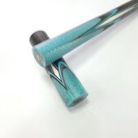 Xmlivet Manches de queue de billard semi-finies en bois d'ébène noir avec incrustation, 8 pièces, motif écailles de dragon rondes, pour fabricants de queues de billard