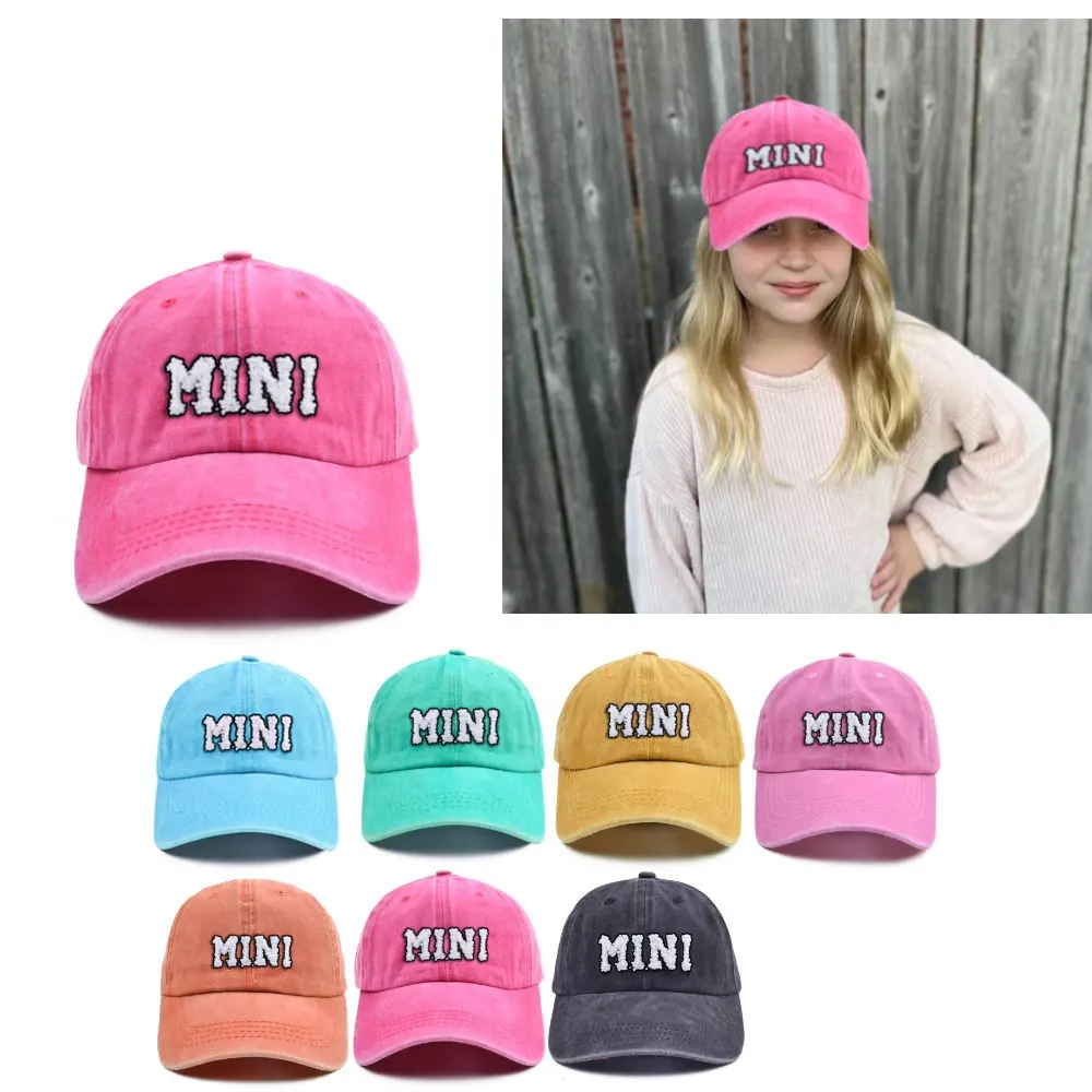 Mama And Mini Chenillen Patch Hats Kids 5 Panel Printed Baseball Custom Trucker Embroidered Hats For Kids Boy