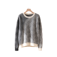 Pull rayé décontracté rétro, pull en cachemire tricoté à manches longues ample pour femmes, automne et hiver