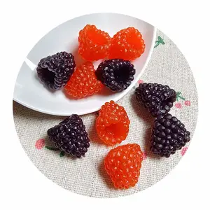 Dekorasi buah Raspberry buatan, ornamen plastik dekorasi untuk kerajinan DIY Resin 20*21MM 100 buah