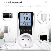 Pengukur daya Digital AC EU 220V, soket pengukur konsumsi listrik LCD tes energi Kwh penganalisa daya BR AS