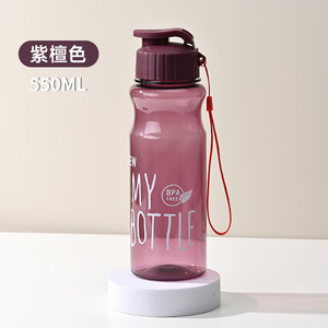 Bouteille d'eau sport portable à couvercle rabattable, en plastique, pour étudiants, usage quotidien, avec poignée, tasse promotionnelle, vente en gros - Product Image 5