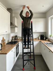 <span class=keywords><strong>Escalera</strong></span> Compacta de Acero al Carbono de Doble Cara, Tipo Barra, Ligera, Portátil, Ahorra Espacio, para Uso Industrial - Product Image 4