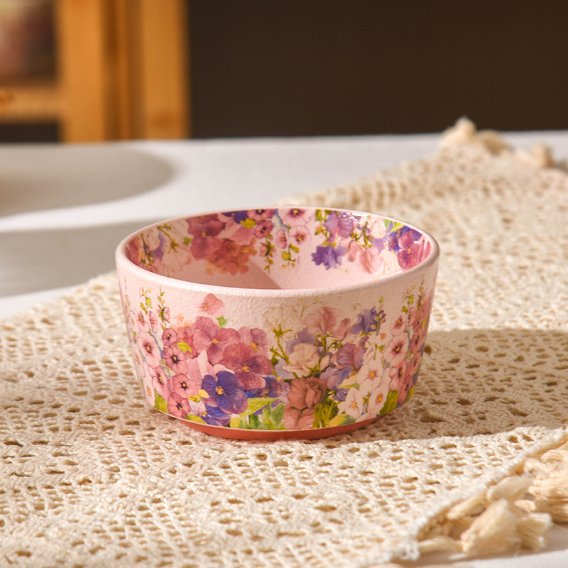 Ciotola rosa fiorita da 4.5 pollici