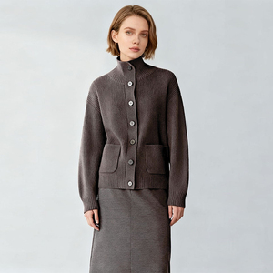 Suéter de Punto Personalizado con Diseño de Pelo de Yak para <span class=keywords><strong>Mujer</strong></span>, <span class=keywords><strong>Jersey</strong></span>, Prenda de Punto, <span class=keywords><strong>Cuello</strong></span> <span class=keywords><strong>Alto</strong></span>, Cárdigan Jacquard - Product Image 1