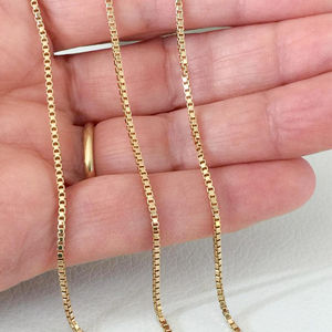 Collier en acier inoxydable plaqué <span class=keywords><strong>or</strong></span> 14k, 2 pièces, 1mm, bijoux chaîne - Product Image 1