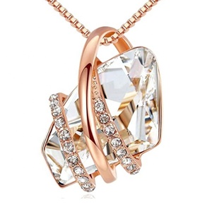<span class=keywords><strong>Collana</strong></span> ad arco Vintage in <span class=keywords><strong>oro</strong></span> <span class=keywords><strong>rosa</strong></span>, <span class=keywords><strong>collana</strong></span> con pendente di cristallo colorato di forma irregolare, per le donne, regalo di gioielli di san valentino - Product Image 2