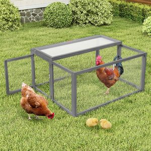 <span class=keywords><strong>Cage</strong></span> à poulet grise pliante en bois poulailler course clapier à lapin <span class=keywords><strong>Cage</strong></span> portable avec portes latérales supérieures couveuse de parc pour petits animaux - Product Image 6