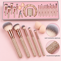Lot de 23 pinceaux de maquillage professionnels de luxe avec strass scintillants – Style diamant