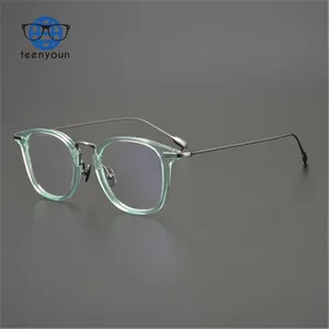 Оправа для очков для коррекции миопии Teenyoun в японском стиле, Ультралегкая, средней длины, с золотым покрытием, женские титановые эластичные оптические очки для мужчин