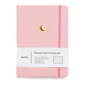 Impressão personalizada Luxuoso Hot Stamping A5 Capa Dura Dot Grid Planner Bullet Dotted Journal Agenda Notebook com elástico