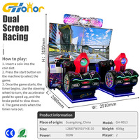 Máquina de Juego Arcade de Carreras con Pantalla Dual para 2 Jugadores |   Simulador de Carreras de Autos Operado con Monedas para Parque de Atracciones