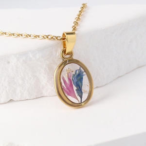 CAIOOCHE estate vera fiore collana dolce piccolo colore fresco vero fiore ciondolo in acciaio inox resina <span class=keywords><strong>gioielli</strong></span> di fiori eterni - Product Image 3