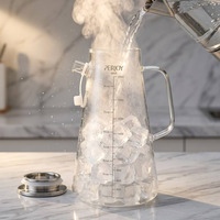 Jarra de Café de Vidrio Borosilicato Ecológica Moderna de 2000ml con Tapa de Acero y Escala Graduada, en Oferta, Bajo MOQ, en Stock