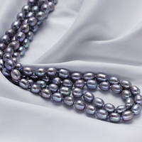 Collier de perles d'eau douce de riz naturel véritable de 47 pouces de long, bijoux de perles de culture d'eau douce