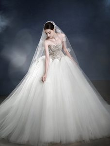 S1255Y Nouveau style 2026 Robe de mariée princesse éthérée, sans bretelles, très résistante, avec longue traîne et <span class=keywords><strong>voile</strong></span> principal - Product Image 3