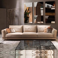 Italienisches Luxus-Ledersofa, Großes Modernes Villen-Möbelstück, Hochwertiges Wohnzimmer-Sofa