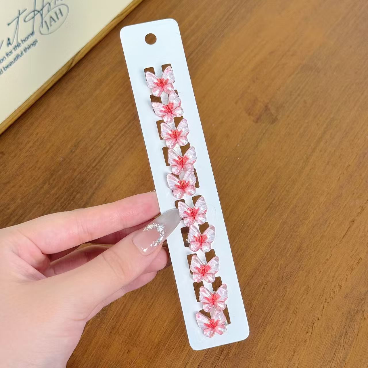 Serie di polvere di pesca-clip con fibbia a fagiolo farfalla ~ confezione da 10