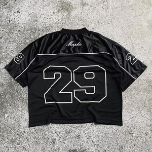 Tùy Chỉnh In Ấn <span class=keywords><strong>Polyester</strong></span> V Cổ Lưới Men's T-Shirts Thời Trang dạo phố Quá Khổ Cổ Điển Boxy Retro Bóng Đá Bóng Đá Jersey Mùa Hè - Product Image 1