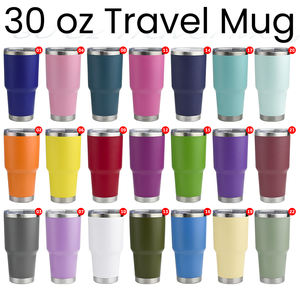 Gobelets isothermes classiques portables en acier inoxydable de 20 oz et 30 oz, noirs, à double paroi, avec couvercle - Product Image 3