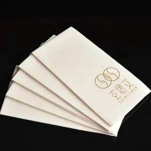 Square Wood Virgin Pulp 3Ply Printed Paper Tissue Napkins Custom Printed For Restaurant