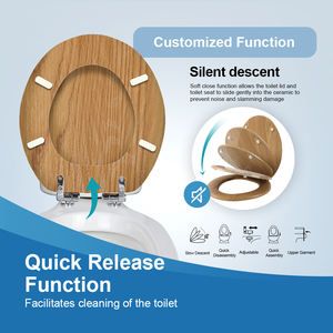 บานพับปรับได้สำหรับห้องน้ำสแกนดิเนเวียที่นั่งชักโครกทำจากไม้โอ๊คทรงกลมดีไซน์ทันสมัย - Product Image 2
