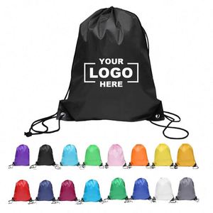 Wholesale Custom Logo Plain Polyester Drawstring <b>Backpack</b> Eco-Friendly Sport School Shopping Carry Bag Novelty Gift Features - Product Image 1