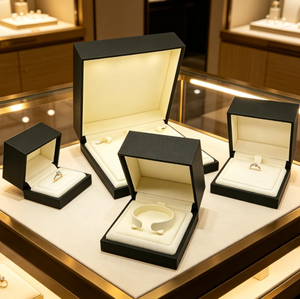 Boîte à bijoux en cuir PU noir avec surpiqûres blanches, étui de rangement carré pour bagues, boucles d'oreilles, colliers et petits accessoires - Product Image 4